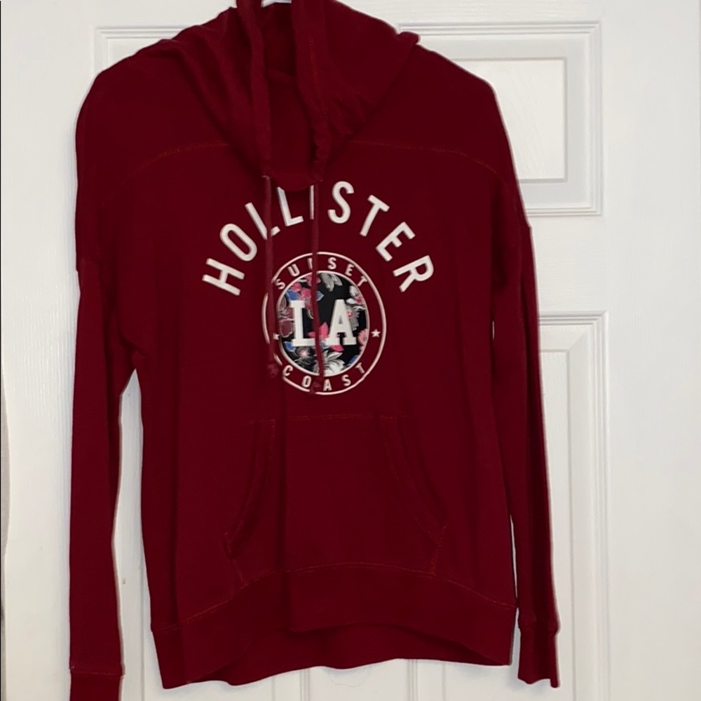Cowl neck maroon hoodie